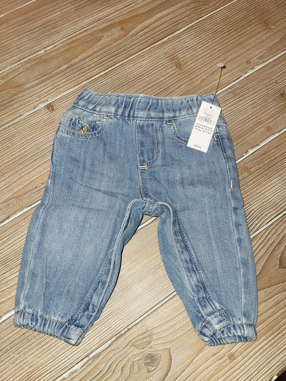 Baby Gap Denim Jogger Pants - Light Blue 3-6 Months